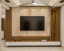 Spacious Tv Unit With Fluted Wall Panel