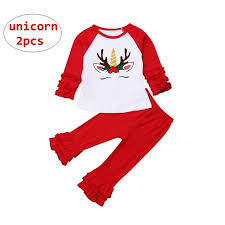 Toddler Girl Clothing Unicorm Design Ruffle Raglan Shirt