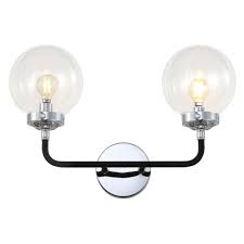 Jonathan Y Caleb 2 Light 18 In Chrome Black Brass Wall Sconce