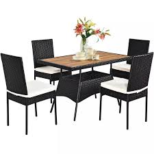 Check out our rattan dining set selection for the very best in unique or custom, handmade pieces from our dining room furniture shops. 5 Pcs Patio Rattan Dining Set Table W Wood Top Cushioned Chars Garden Yard Deck Hw64308 Dining Room Sets Aliexpress