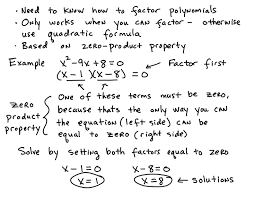 Factoring Solving Quadratic Equations