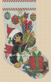Details About Cross Stitch Chart Christmas Stocking Penguin Christmas Flowerpower37 Uk