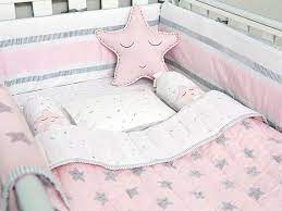 pink star organic cot baby bedding set