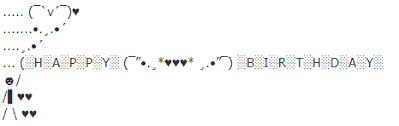 Just copy them to your clipboard and use on any social media. Whatsapp Happy Birthday Ascii The Ascii Art Of This Website Has Been Created By Many Different Artists And Credit Has Been Given Where The Artist Is Known
