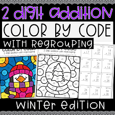winter 2 digit addition with regrouping