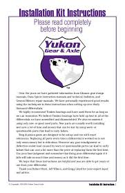Yukon Gear Ring And Pinion Installation Instructions