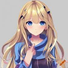 Blonde-haired anime girl with blue eyes on Craiyon