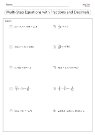 multi step equations worksheets math