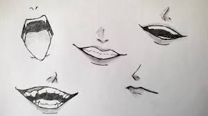 how to draw anime lips male step by