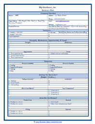 Sample Small Business Plan One Page Plan