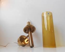 Brass Glass Tubular Wall Sconce By