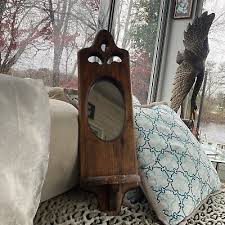 Vintage Wooden Wall Mirror With