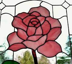 Stained Glass Rose Panel Large Beveled