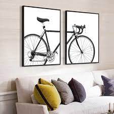 Black White Racer Bike Bicycle Wall