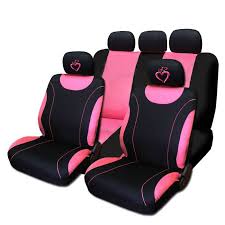 Black Pink Cloth Car Seat Covers Large