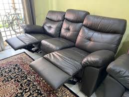 recliner sofa set leather 3 2 1