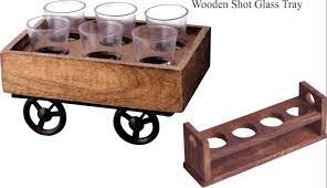 Plastic Wooden Shot Glass Tray For