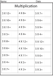 math time tables worksheets activity