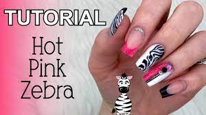 hot pink acrylic nail art tutorial
