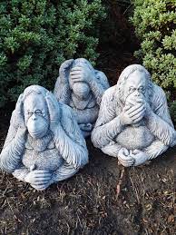 3 Wise Monkey Stone Handmade Statues