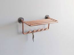 Copper Key Rack Coat Hooks With Shelf