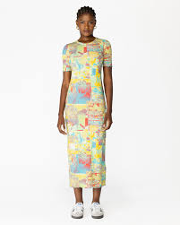 Ganni Women's Printed Rib Jersey Maxi Dress