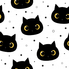Cute Big Eye Black Cat Kitten Cartoon