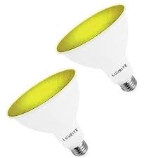 Luxrite Led Par38 Flood Light Bulb 8w 45w Damp Rated Ul Listed E26 Base Indoor Outdoor Decoration 2 Pack Yellow