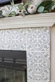 Diy Stenciled Tile Fireplace