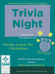 Community contributor can you beat your friends at this quiz? Cogs Welcome Week Trivia Night Council Of Graduate Students