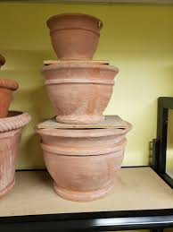 whole terracotta pots in long