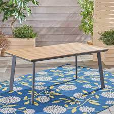 Gray Aluminum Outdoor Dining Table