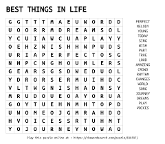 word search on best things in life