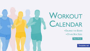 exercise or workout calendar templates