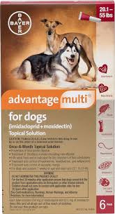 Advantage Multi Topical Solution For Dogs 20 1 55 Lbs 6 Treatments Red Box