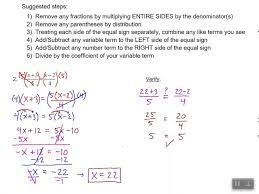 Solving Multi Step Equations With