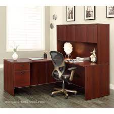 The newport desk is available in a variety of sizes as well as laminate options, guaranteeing you will find the perfect fit for your office. L Shape Desk With Hutch 66x78 Cherry Or Mahogany