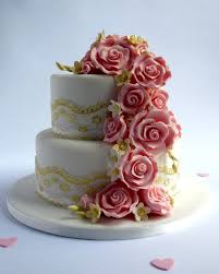 2 tier wedding cake cascading flowers. 2 Tier Round Cascading Roses And Lace Karen S Cakes