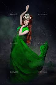 redhead fabulous look green long