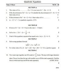 Ch 4 Quadratic Equations Maths