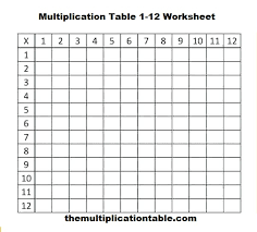 5 blank multiplication table 1 12