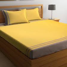 yellow cotton super king size bed sheet