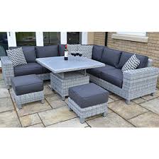 It features with 360° swivel design and height adjustable from 28 to 36. Richmond Corner Dining Set With Adjustable Table Slate Rattan Outside Edge Metal Garden Furniture