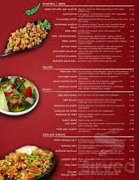 menu for green banana leaf restaurant