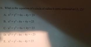 Equation Of A Circle Of Radius 6