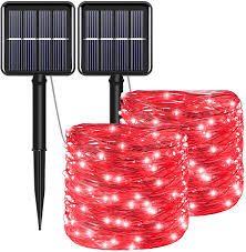 red solar string lights