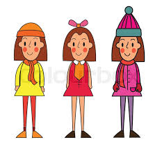 They are preparing for cold winter months. Little Winter Kids Schoolgirls Stock Vector Colourbox