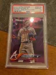 One of the top mlb talents, ronald acuña jr. Ronald Acuna Jr 2018 Topps Chrome Update Pink Refractor 25 Psa 10 Rookie Card Ebay