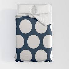 large polka dots navy blue duvet cover