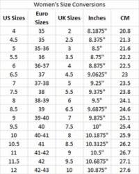 Otomix Shoes Size Chart Size Chart Mens Shoes